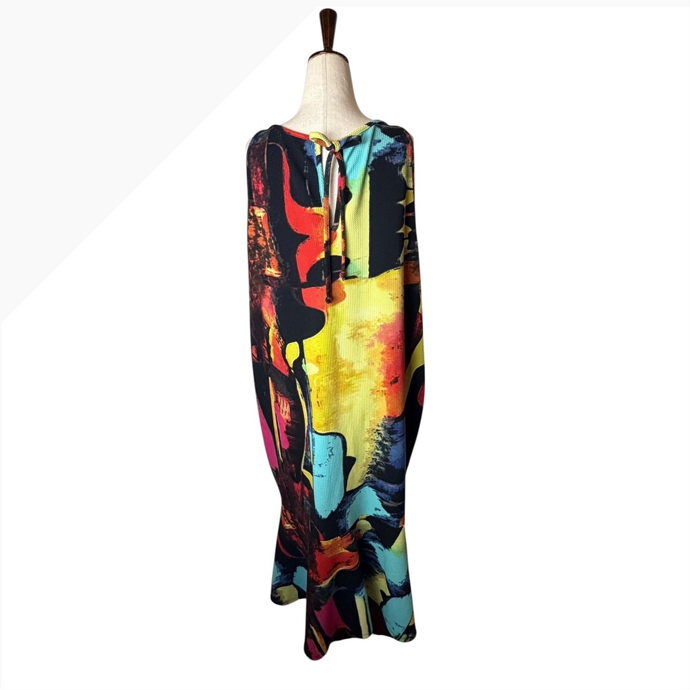 Ashley Stewart Maxi Dress Womens 22 Multicolor Abstract Artsy Knit Plus Size - Picture 3 of 10